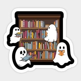 Spooky Cute Ghosts Book Lovers Sticker